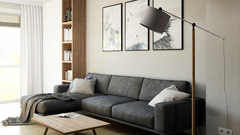 úzký obývací pokoj v panelovém domě