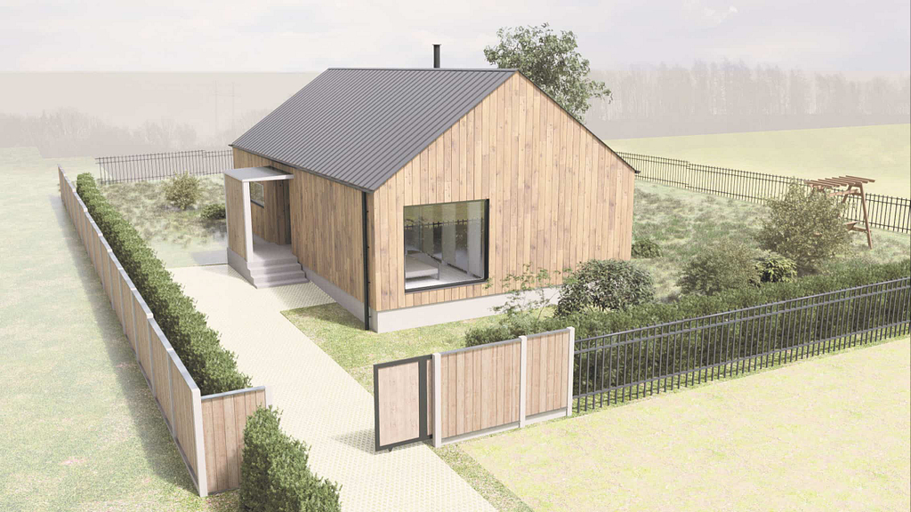 vikendova chata nadhled ke vstupu ARCHITEKTIV