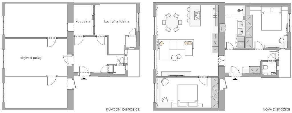 návrh interiéru: nová funkční dispozice bytu, Ing. arch. Ivana Volková, Architektiv