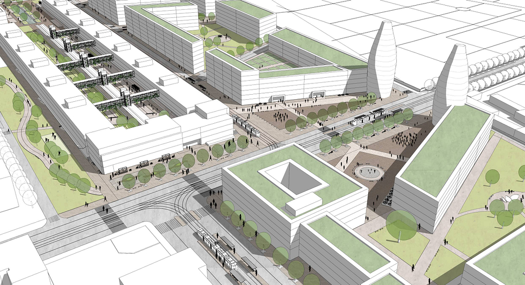 urbanistický návrh nákladové centrum Žižkov, Praha 3