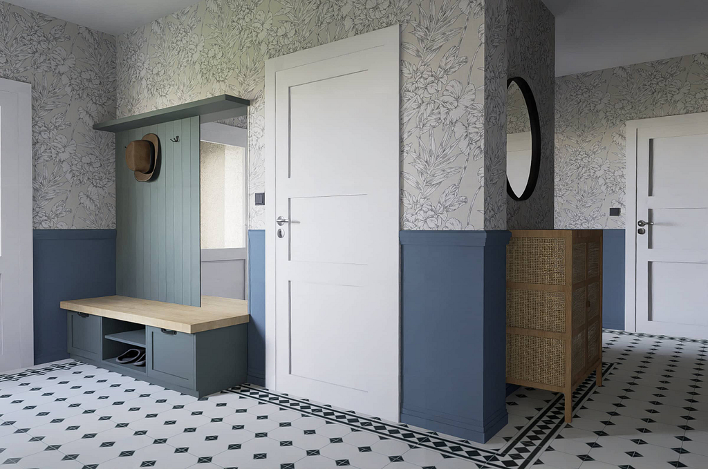 vstupni chodba v rodinnem dome v anglickem stylu