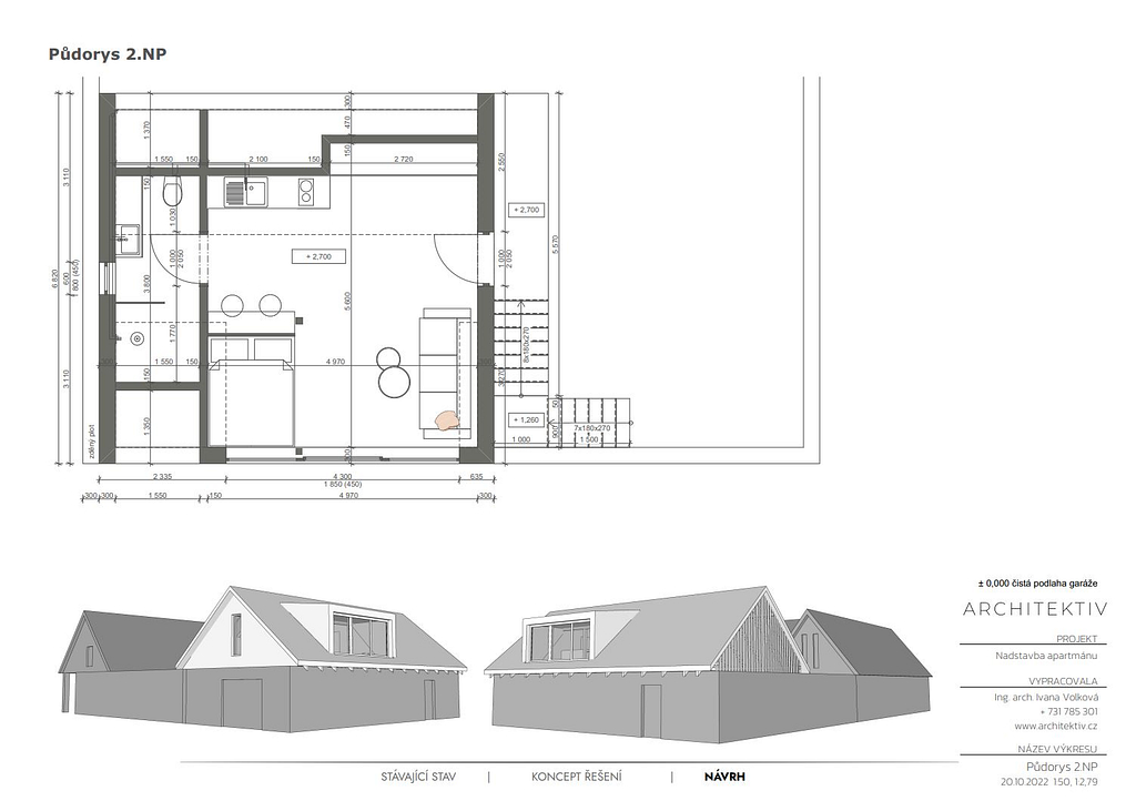 nadstavba apartmánu, jihočeské stavení, Ing. arch. Ivana Volková, Architektiv