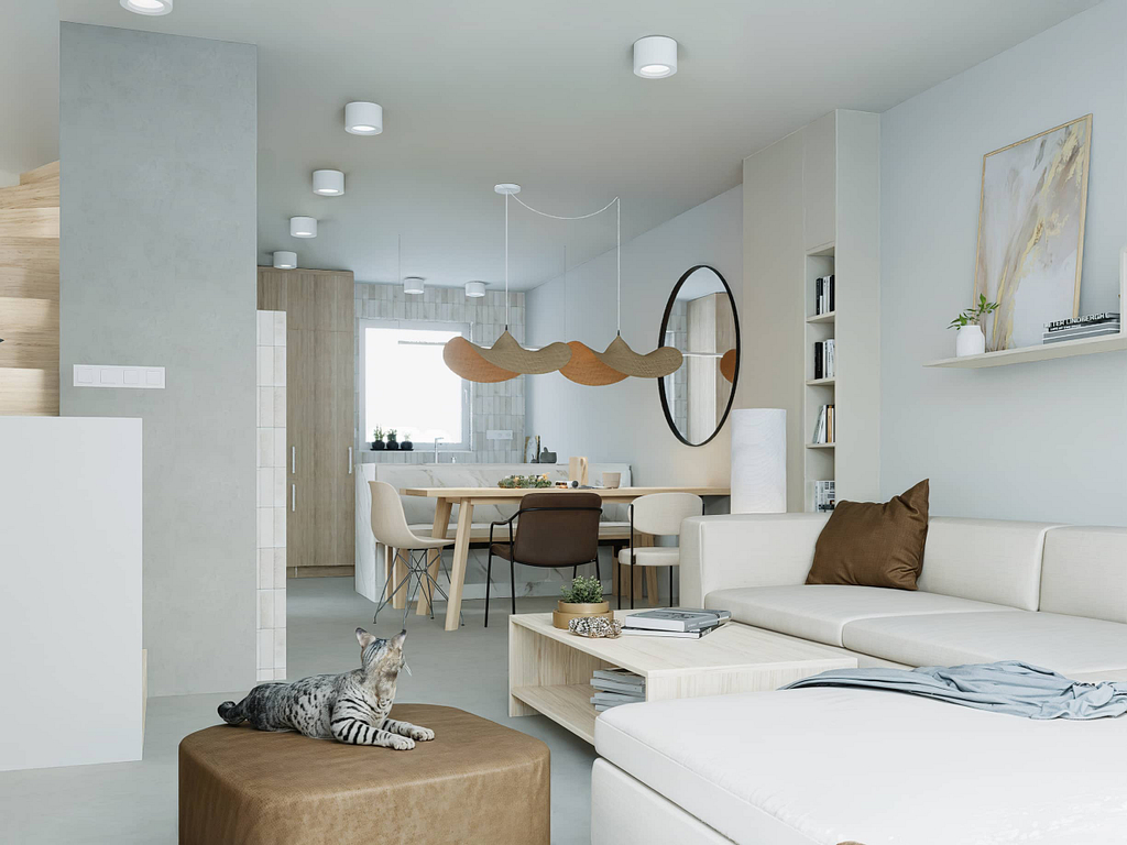 návrh interiéru Olomouc, architekt olomouc, moderní interiér, realizace interiéru olomouc, návrh rodinného domu, světlý interiér