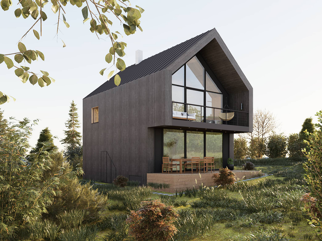 Víkendová chata s výhledem, vizualizace, návrh pod Objectum