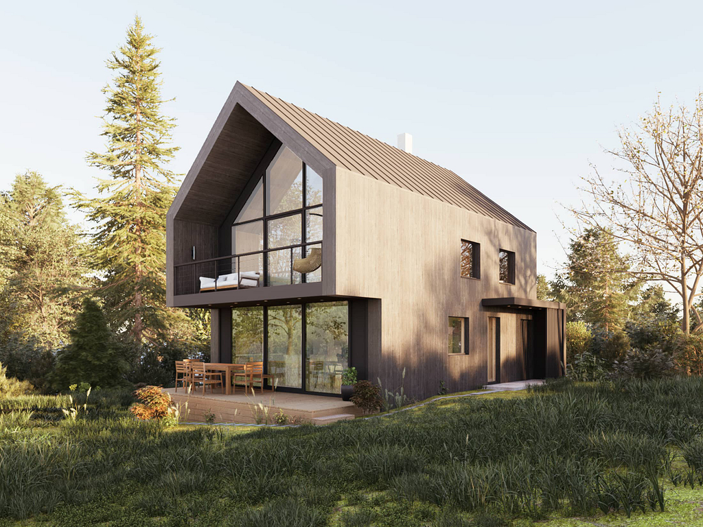 Víkendová chata s výhledem, vizualizace, návrh pod Objectum