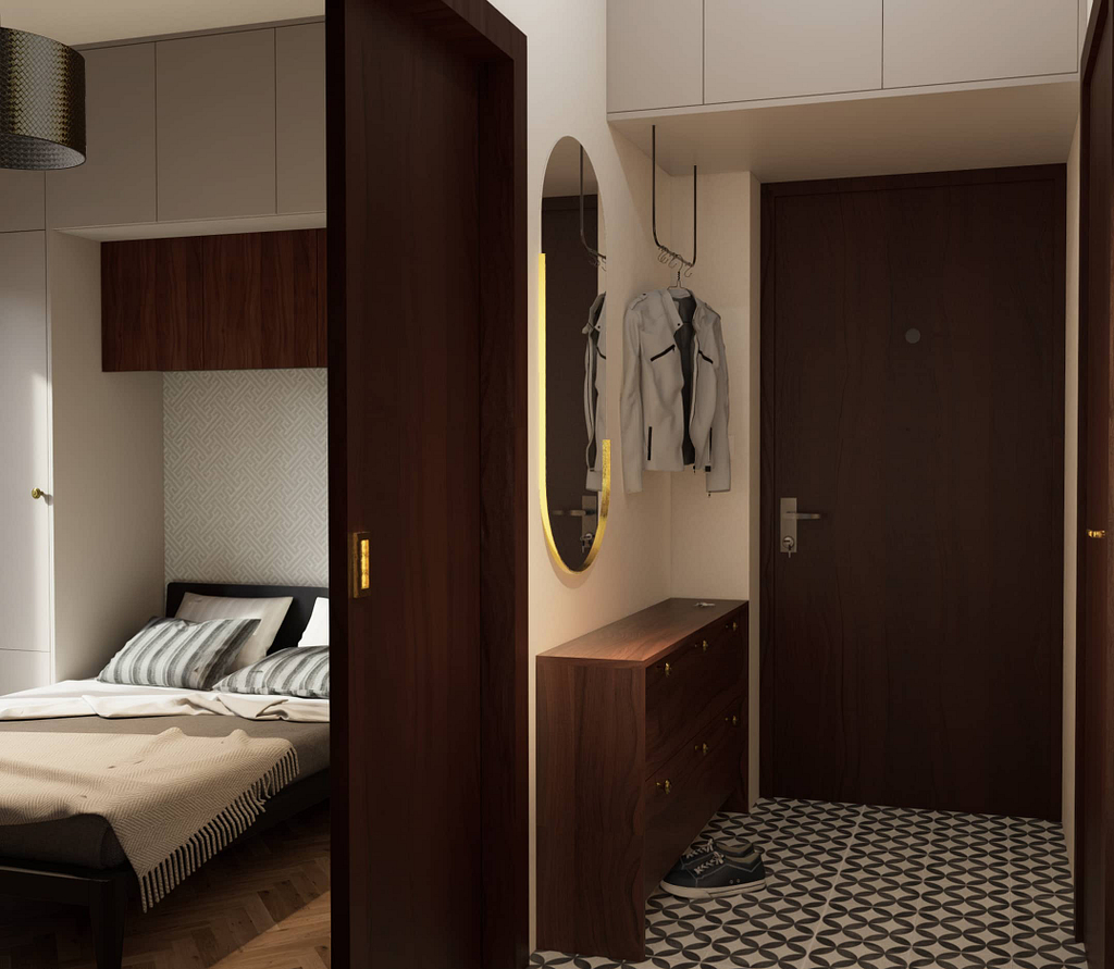 Vstupní chodba, retro byt