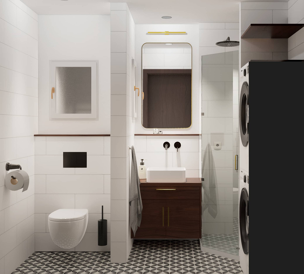 Retro byt, rekonstrukce malého bytu, koupelna