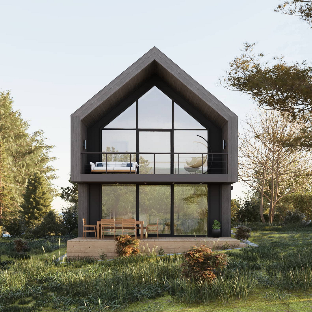 Víkendová chata s výhledem, vizualizace, návrh pod Objectum, architektonické vizualizace, realistické vizualizace